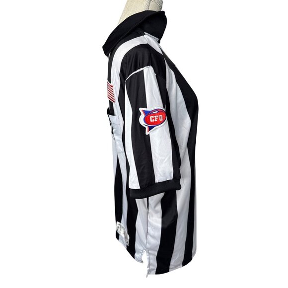 Honigs Referee Shirt Black & White Stripes Zip Collar L - Picture 2 of 7